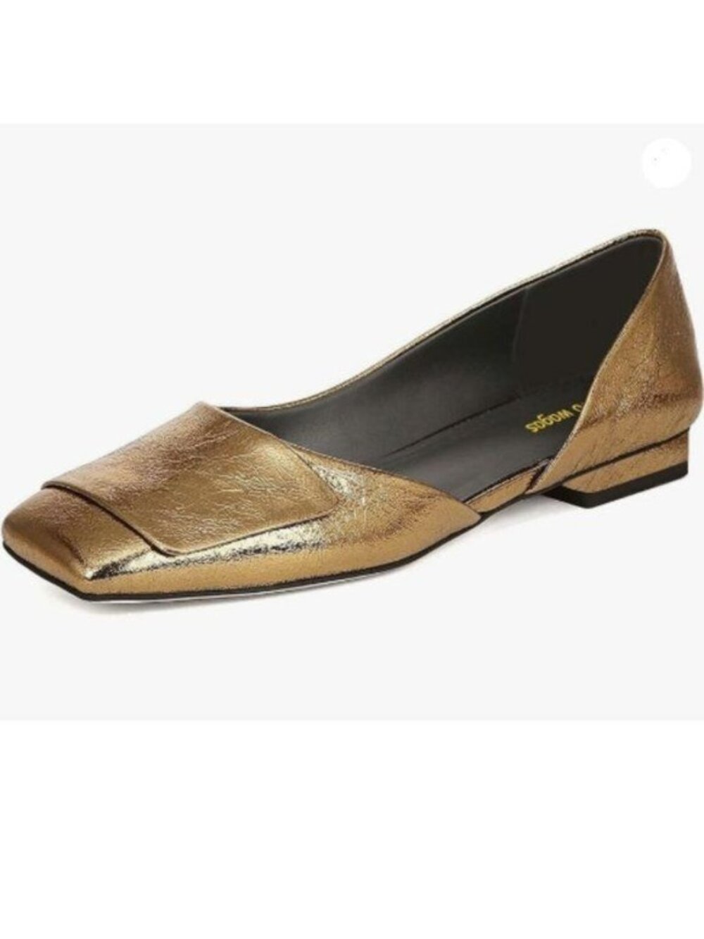 Womens Pumps Side Cut Ballet Flats Block Low Heels Square Toe Slip On Shoes Gold